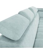 Canapé d'angle droit velours nico 5 places bleu clair - 340x195x100 cm