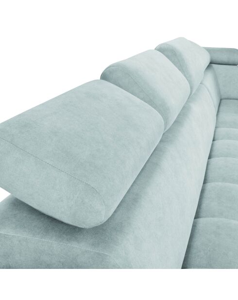 Canapé d'angle droit velours nico 5 places bleu clair - 340x195x100 cm