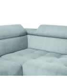 Canapé d'angle droit velours nico 5 places bleu clair - 340x195x100 cm