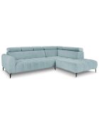 Canapé d'angle droit velours nico 5 places bleu clair - 340x195x100 cm