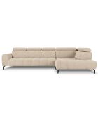 Canapé d'angle droit velours nico 5 places beige - 340x195x100 cm