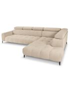 Canapé d'angle droit velours nico 5 places beige - 340x195x100 cm