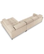 Canapé d'angle droit velours nico 5 places beige - 340x195x100 cm