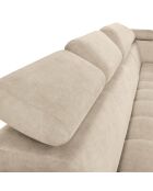 Canapé d'angle droit velours nico 5 places beige - 340x195x100 cm