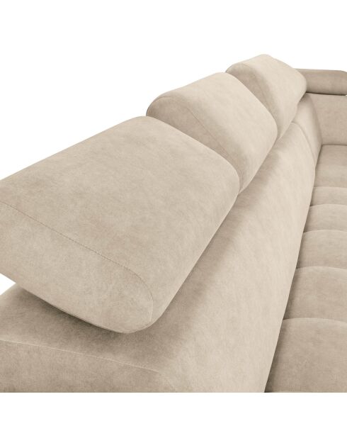 Canapé d'angle droit velours nico 5 places beige - 340x195x100 cm