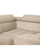 Canapé d'angle droit velours nico 5 places beige - 340x195x100 cm