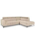 Canapé d'angle droit velours nico 5 places beige - 340x195x100 cm