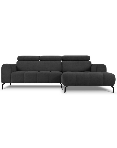 Canapé d'angle droit velours nico 4 places gris foncé - 253x164x100 cm