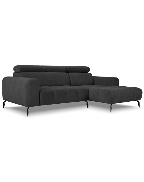 Canapé d'angle droit velours nico 4 places gris foncé - 253x164x100 cm