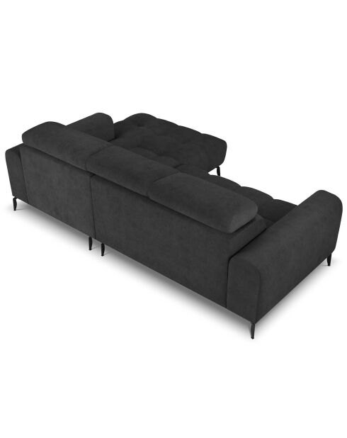 Canapé d'angle droit velours nico 4 places gris foncé - 253x164x100 cm