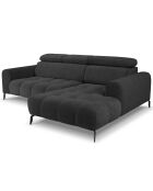 Canapé d'angle droit velours nico 4 places gris foncé - 253x164x100 cm