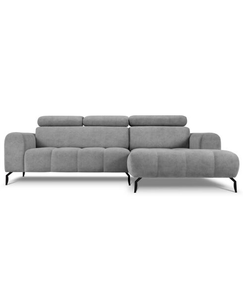 Canapé d'angle droit velours nico 4 places gris - 253x164x100 cm