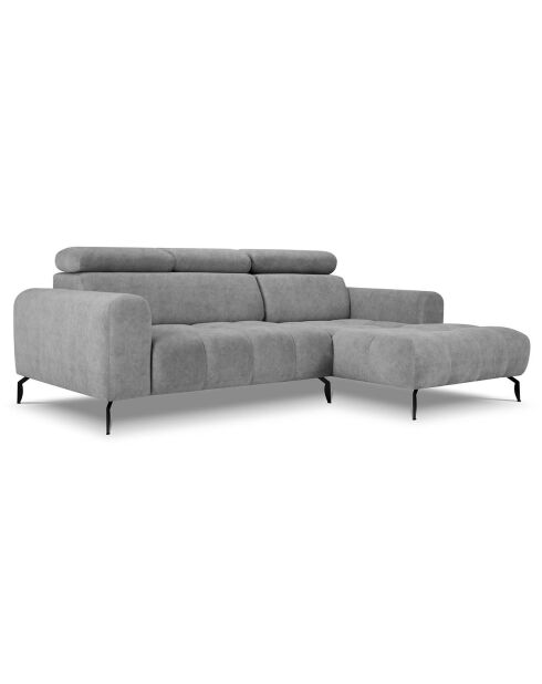 Canapé d'angle droit velours nico 4 places gris - 253x164x100 cm