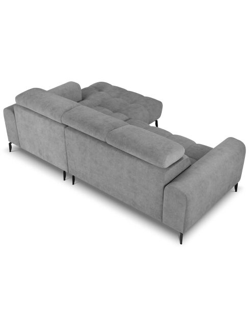 Canapé d'angle droit velours nico 4 places gris - 253x164x100 cm