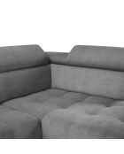 Canapé d'angle droit velours nico 4 places gris - 253x164x100 cm