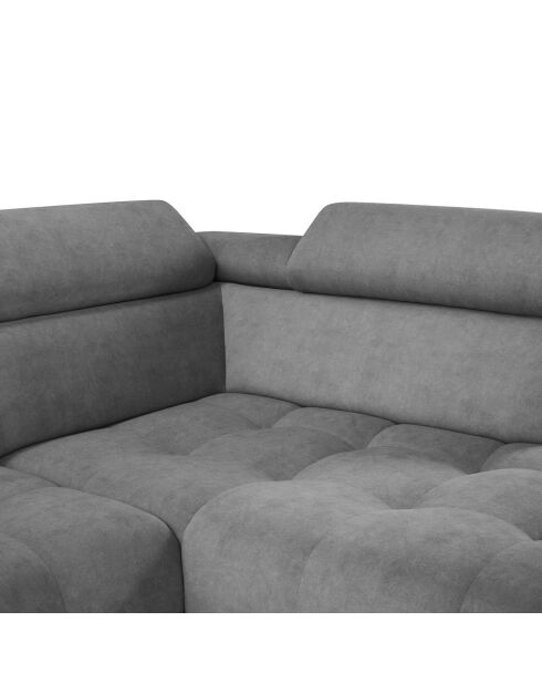 Canapé d'angle droit velours nico 4 places gris - 253x164x100 cm