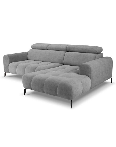 Canapé d'angle droit velours nico 4 places gris - 253x164x100 cm