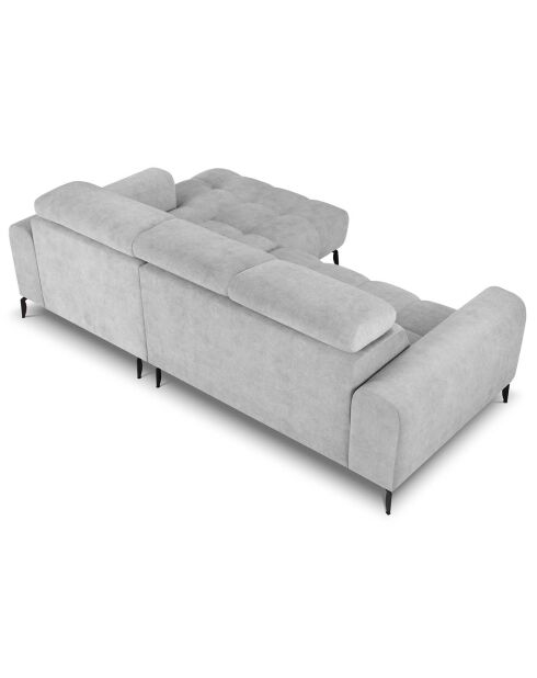 Canapé d'angle droit velours Nico 4 places gris clair - 253x164x100 cm