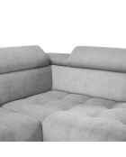 Canapé d'angle droit velours Nico 4 places gris clair - 253x164x100 cm