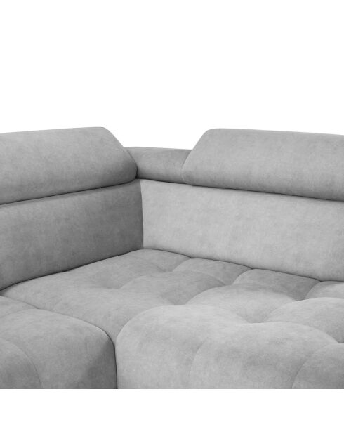 Canapé d'angle droit velours Nico 4 places gris clair - 253x164x100 cm