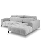 Canapé d'angle droit velours Nico 4 places gris clair - 253x164x100 cm