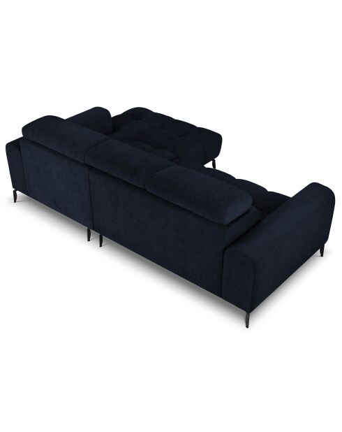 Canapé d'angle droit velours Nico 4 places bleu foncé - 253x164x100 cm