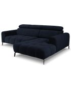 Canapé d'angle droit velours Nico 4 places bleu foncé - 253x164x100 cm
