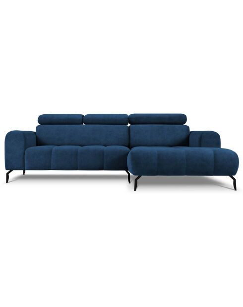 Canapé d'angle droit velours nico 4 places bleu - 253x164x100 cm