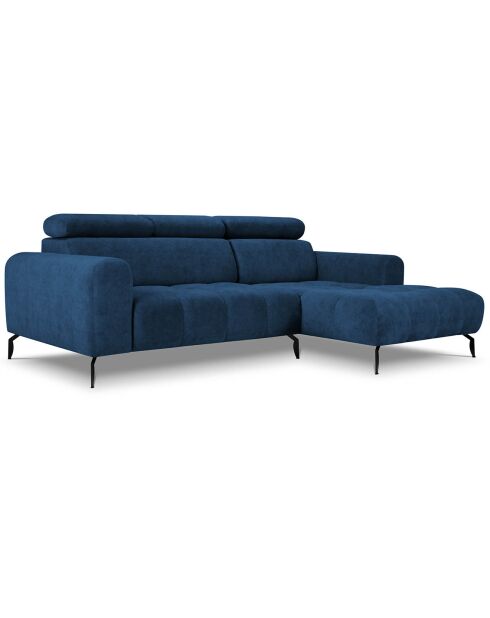 Canapé d'angle droit velours nico 4 places bleu - 253x164x100 cm