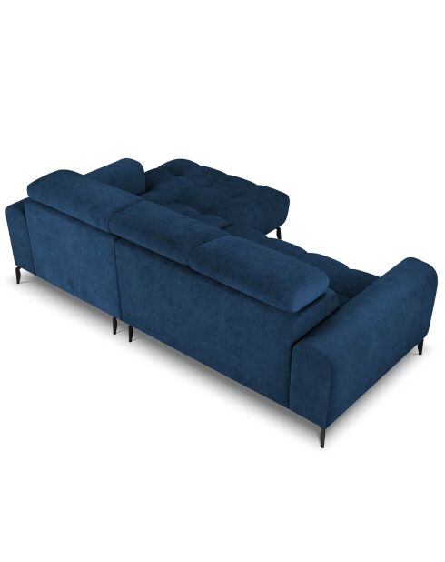 Canapé d'angle droit velours nico 4 places bleu - 253x164x100 cm