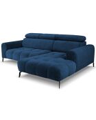Canapé d'angle droit velours nico 4 places bleu - 253x164x100 cm