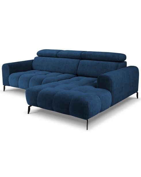 Canapé d'angle droit velours nico 4 places bleu - 253x164x100 cm
