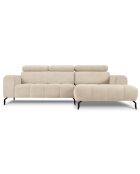 Canapé d'angle droit velours nico 4 places beige - 253x164x100 cm
