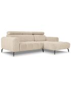 Canapé d'angle droit velours nico 4 places beige - 253x164x100 cm
