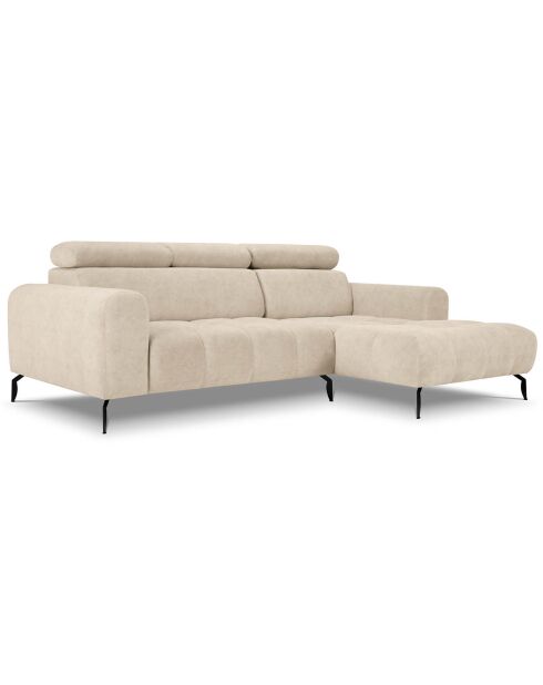 Canapé d'angle droit velours nico 4 places beige - 253x164x100 cm