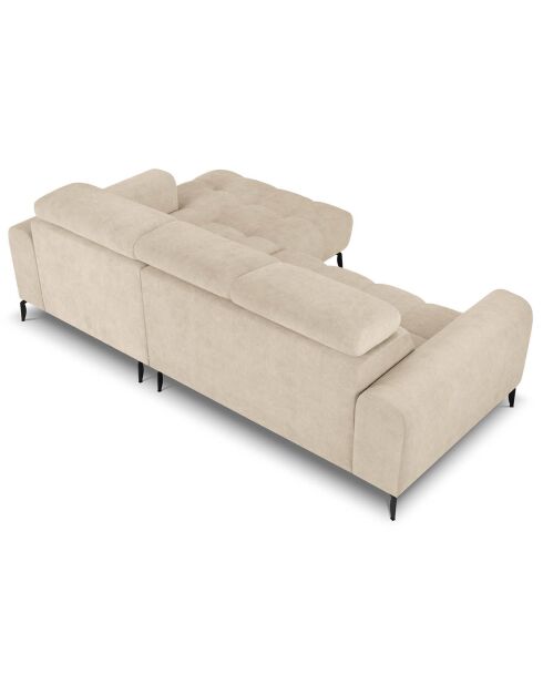 Canapé d'angle droit velours nico 4 places beige - 253x164x100 cm