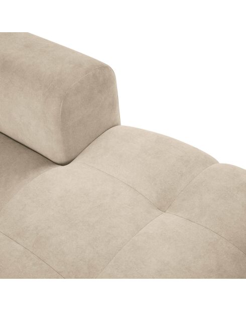 Canapé d'angle droit velours nico 4 places beige - 253x164x100 cm