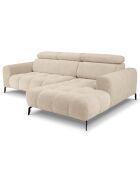 Canapé d'angle droit velours nico 4 places beige - 253x164x100 cm