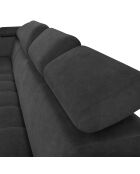 Canapé d'angle gauche velours nico 5 places gris foncé - 340x195x100 cm