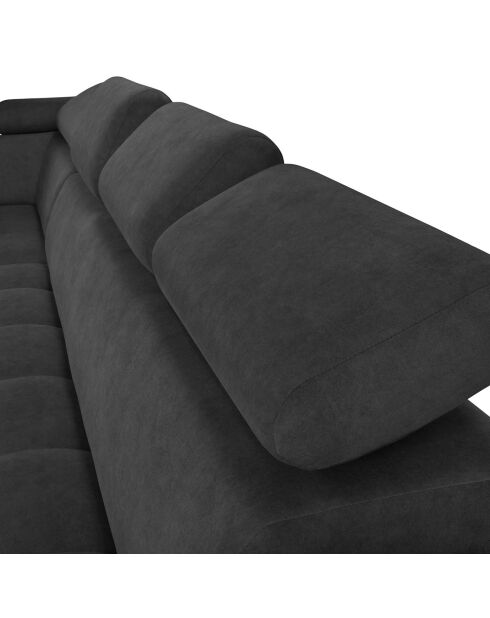 Canapé d'angle gauche velours nico 5 places gris foncé - 340x195x100 cm