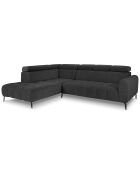 Canapé d'angle gauche velours nico 5 places gris foncé - 340x195x100 cm