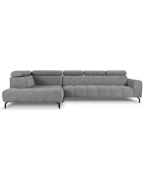 Canapé d'angle gauche velours nico 5 places gris - 340x195x100 cm