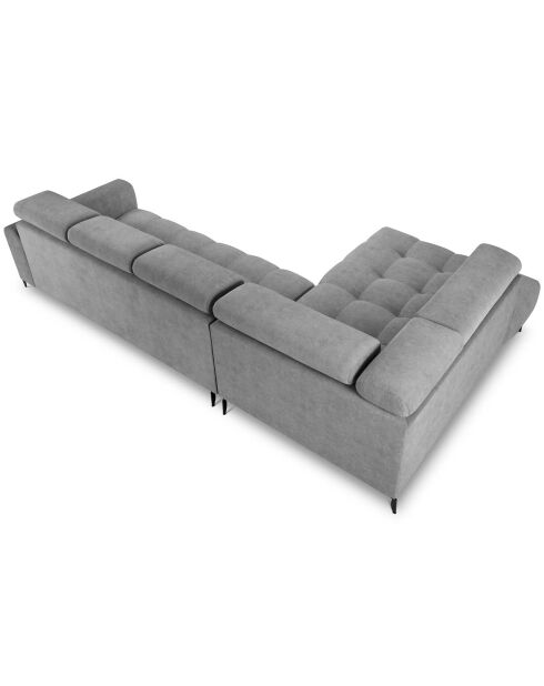 Canapé d'angle gauche velours nico 5 places gris - 340x195x100 cm