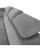 Canapé d'angle gauche velours nico 5 places gris - 340x195x100 cm