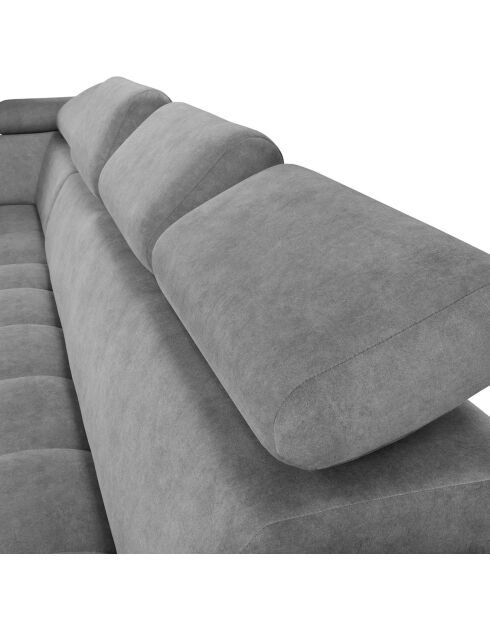 Canapé d'angle gauche velours nico 5 places gris - 340x195x100 cm