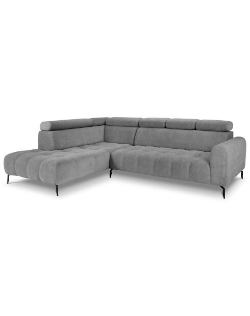Canapé d'angle gauche velours nico 5 places gris - 340x195x100 cm