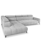 Canapé d'angle gauche velours Nico 5 places gris clair - 340x195x100 cm