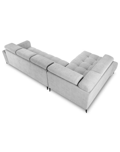 Canapé d'angle gauche velours Nico 5 places gris clair - 340x195x100 cm