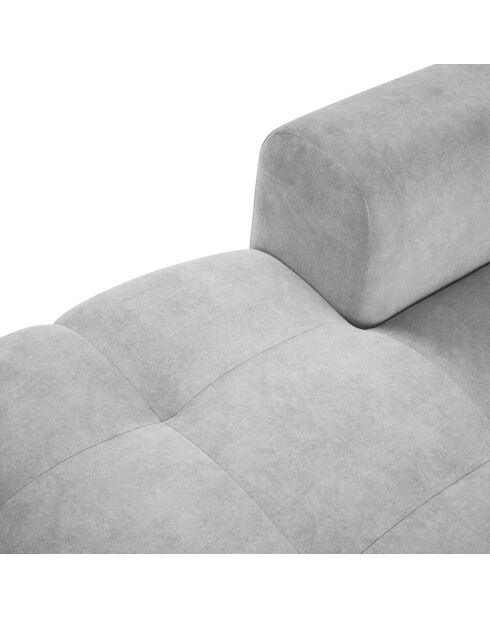 Canapé d'angle gauche velours Nico 5 places gris clair - 340x195x100 cm