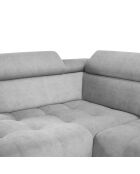Canapé d'angle gauche velours Nico 5 places gris clair - 340x195x100 cm